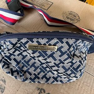 Tommy Hilfiger Blue and White Patterned Belt Bag